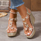 Women's Fashion Straight With Rhinestone Butterfly Transparent Sandals Versatile High-heeled Wedge Sandals