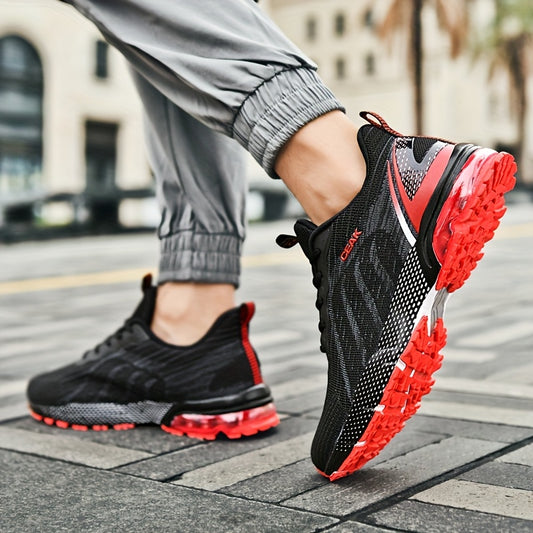 Men'S Breathable Mesh Running Shoes - Lightweight, Non-Slip Shock Absorption Sneakers for Casual & Outdoor Activities, Striped Pattern, Low-Top Design, Lace-Up Closure, Perfect for Spring & Summer, Road Running Shoes | Casual Style Shoes | Breathable Mesh