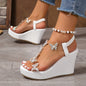 Women's Fashion Straight With Rhinestone Butterfly Transparent Sandals Versatile High-heeled Wedge Sandals