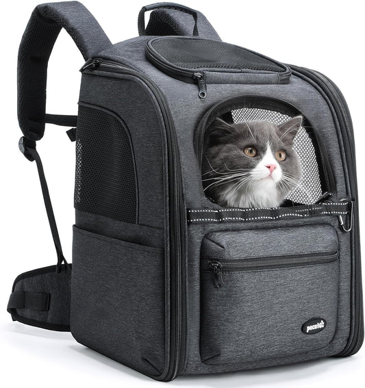 Cat Backpack Anti-Gravity Load Reduction 30%, Ergonomic Cat Carrier Backpack, Pressure-Relieving Dog Backpack with Locking Zippers, Breathable Cat Carrier, Suitable for Traveling, Hiking
