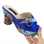 Women's Snakeskin & Rhinestone Pattern Sandasl, Slip On Peep Toe Platform Chunky Heel Shoes, Summer Casual Party Shoes for Koningsdag/King's Day