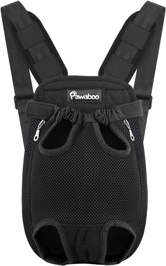 Adjustable Pet Carrier Backpack, Pet Front Dog Carrier Backpack, Legs Out, Easy-Fit for Hiking Traveling for Small Medium Dogs, Small Travel Bag, Black