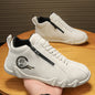 Men'S Casual High-Top Sneakers - White Lace-Up with Side Zipper, Breathable PU Upper, Comfortable EVA Insole, Ideal for Outdoor Activities, Outdoor Casual Wear | Casual High Top Sneakers | Laceup Construction