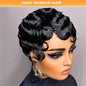 Mother's Day Wig Chic 4-Inch Deep Wave Pixie Cut Wig for Women - 180% Density Remy Human Hair with Natural Hairline, Machine-Made, No-Glue Needed