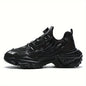Men's Solid Chunky Shoes With Rotating Buckle, Comfy Non Slip Soft Sole Casual Durable Sneakers For Men's Outdoor Activities