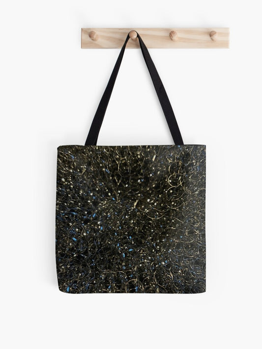 Glittering Abstract Texture - Black and Blue Sparkle Art All over Print Tote Bag