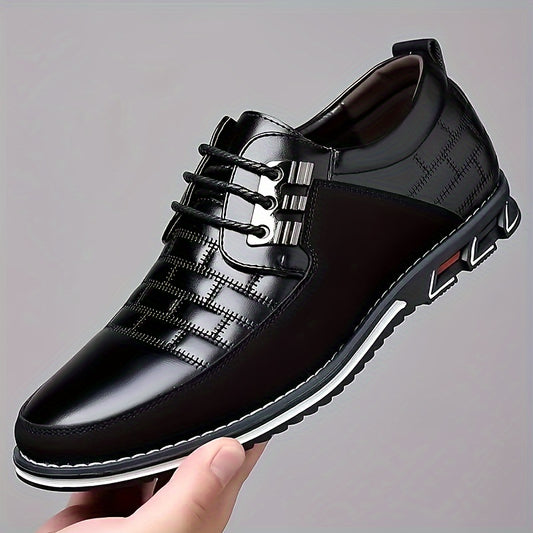 Men's Trendy PU Lace Up Sneakers With Assorted Colors, Casual Outdoor Walking Shoes