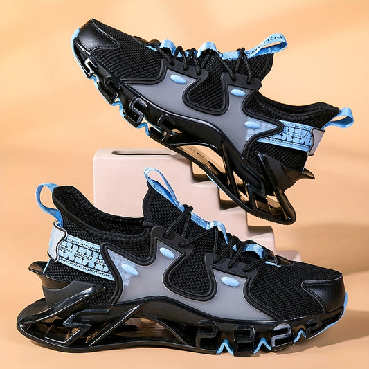 Men's Shock Absorption Trendy Slip On Blade Type Shoes Breathable All Seasons Outdoor Sneakers For Jogging Workout Hiking