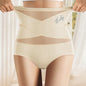1pc MIOTAN High-Waisted Tummy Control Women'S Briefs, Breathable Mesh Crossed Waist Cincher, Fiber, Seamless Shaping Underwear with Butt Lifting, Elegant Solid Color, 90% Polyester 10% Elastane, 200gsm Knit Fabric - 1pc