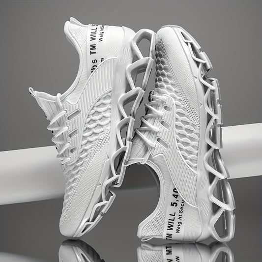 Men'S Casual Sports Sneakers, Comfortable Lightweight Breathable Running Shoes, Solid Color, Low Top, Fabric Upper/Inner, TPU Sole, Lace-Up Closure
