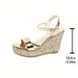 Ladies Ultrahigh Heel Wedge Sandals, Elegant, Waterproof, Synthetic Upper, Synthetic Inner, Rubber Sole, Synthetic Insole, Buckle Closure, Strappy Back, Open Toe, Solid Color, No Printing, Hand Wash, All-season
