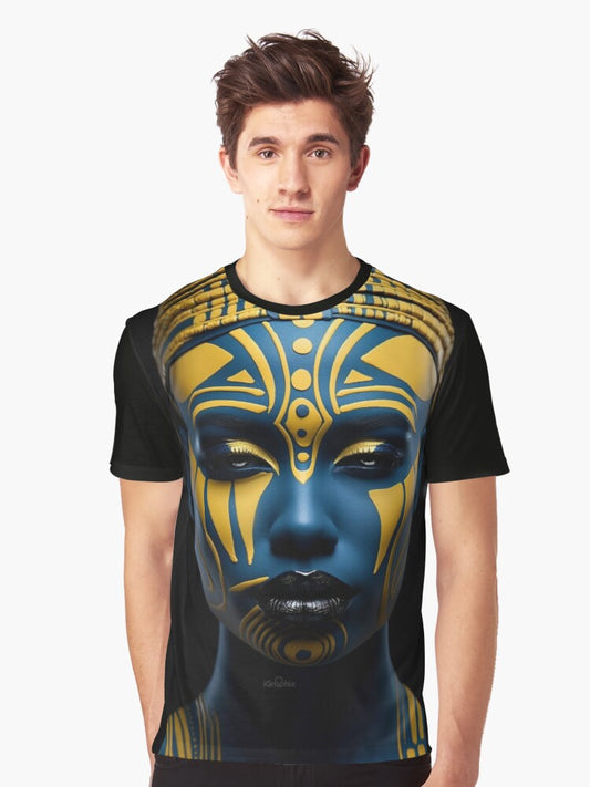 Regal Visage - A Captivating Tribal Portrait Graphic T-Shirt