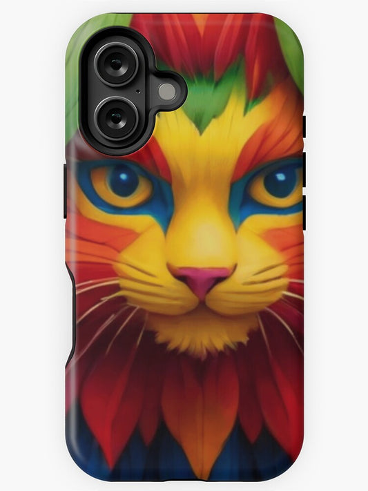 "Vibrant Jungle Cat - A Burst of Colorful Majesty" iPhone Case