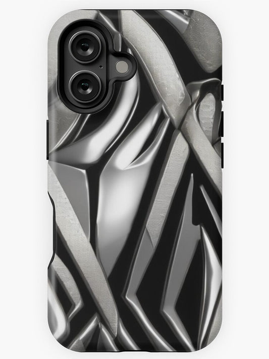 Metallic Abstract Art - Bold Geometric Pattern in Black &amp; Silver iPhone Case