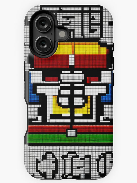 "Pixelated Totem Art – Bold Geometric Design" iPhone Case