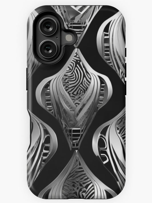 "Futuristic Silver Geometric Art" iPhone Case