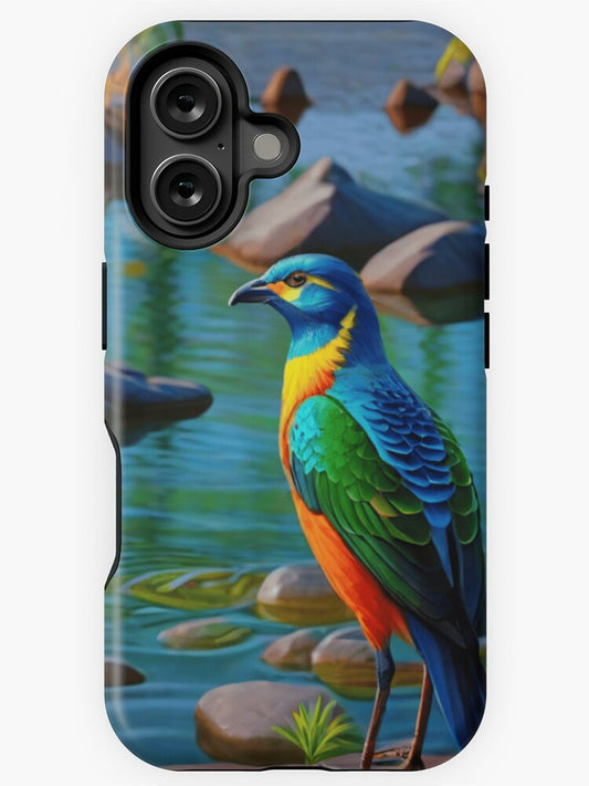 "Vibrant Tropical Bird by the Water" iPhone Case