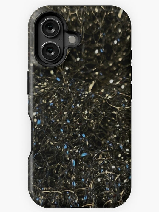 Glittering Abstract Texture - Black and Blue Sparkle Art iPhone Case
