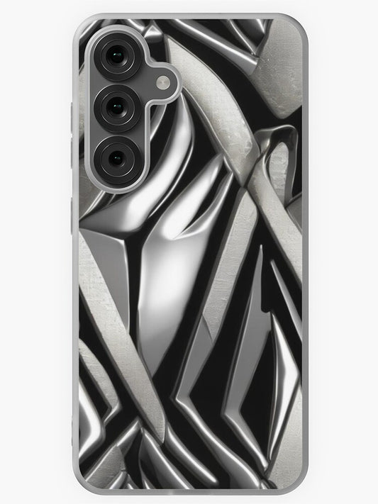 Metallic Abstract Art - Bold Geometric Pattern in Black &amp; Silver Samsung Galaxy Phone Case