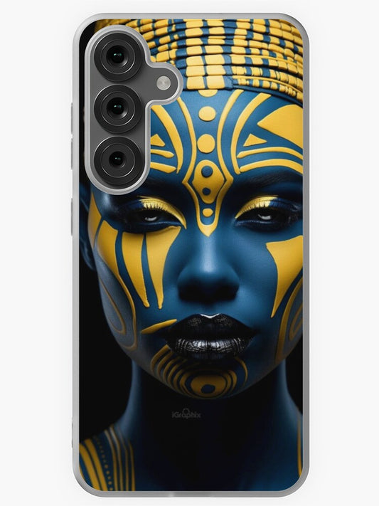 Regal Visage - A Captivating Tribal Portrait Samsung Galaxy Phone Case