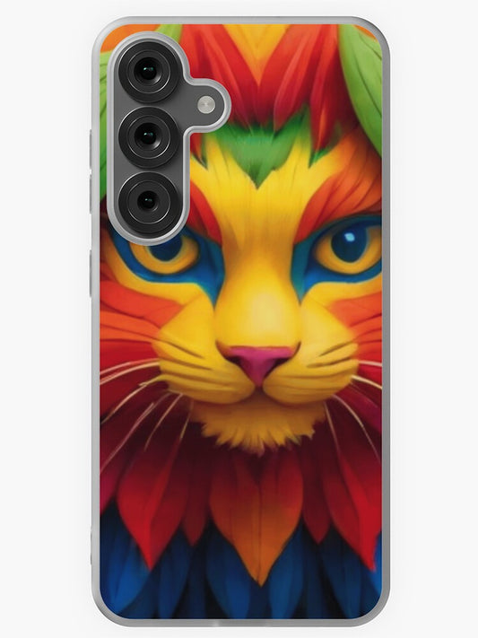 "Vibrant Jungle Cat - A Burst of Colorful Majesty" Samsung Galaxy Phone Case