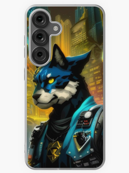 "Cyber Feline: Neon Jungle Protector" Samsung Galaxy Phone Case