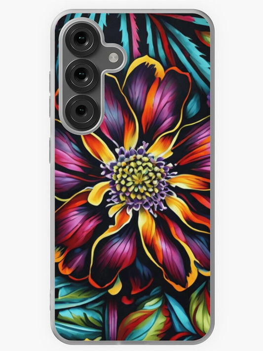 "Vibrant Floral Explosion - Bold Botanical Art" Samsung Galaxy Phone Case