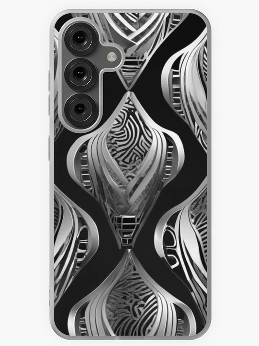 "Futuristic Silver Geometric Art" Samsung Galaxy Phone Case