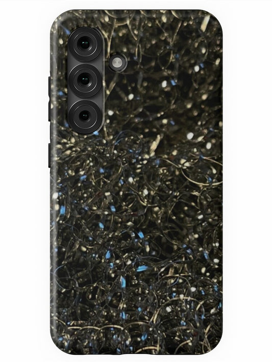 Glittering Abstract Texture - Black and Blue Sparkle Art Samsung Galaxy Phone Case
