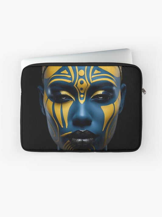 Regal Visage - A Captivating Tribal Portrait Laptop Sleeve