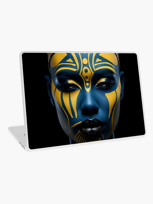 Regal Visage - A Captivating Tribal Portrait Laptop Skin
