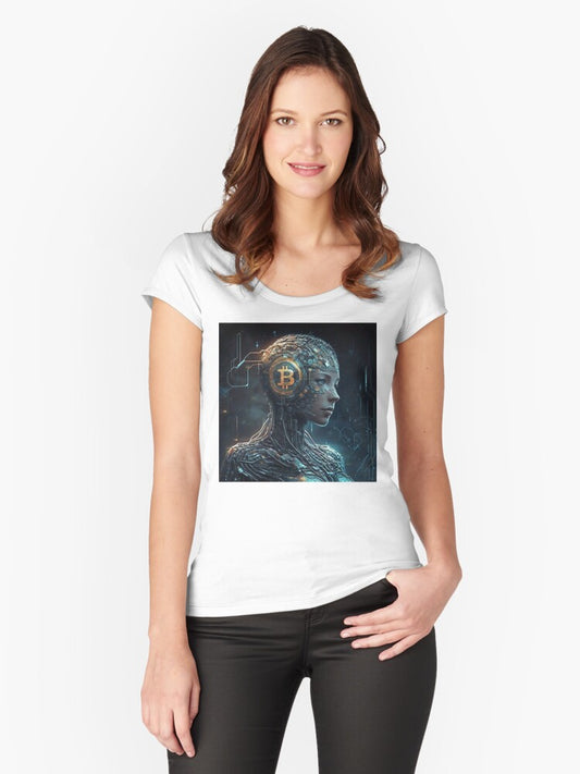 "Cyberpunk Bitcoin Visionary" Fitted Scoop T-Shirt