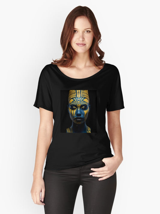 Regal Visage - A Captivating Tribal Portrait Relaxed Fit T-Shirt