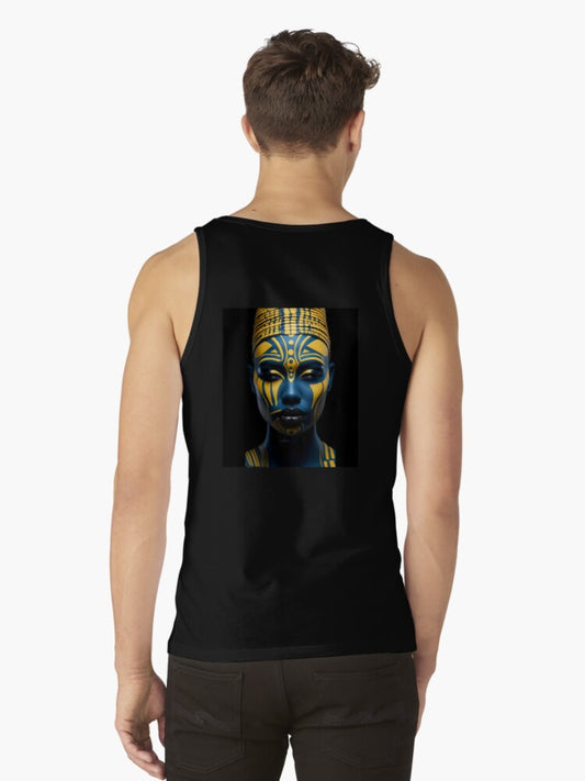 Regal Visage - A Captivating Tribal Portrait Tank Top