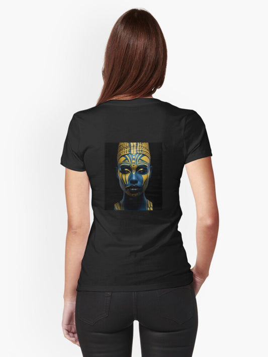 Regal Visage - A Captivating Tribal Portrait Fitted T-Shirt