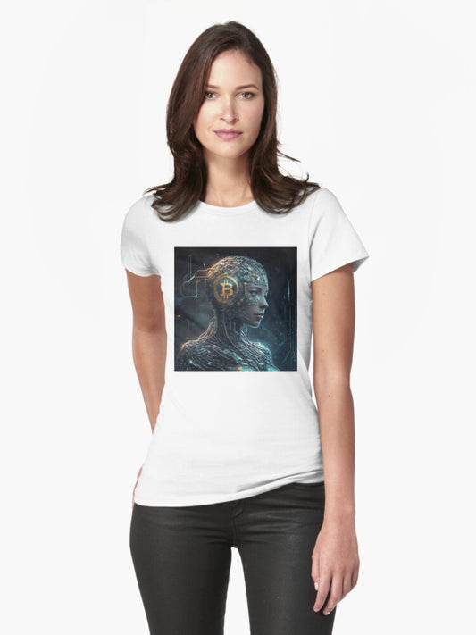 "Cyberpunk Bitcoin Visionary" Fitted T-Shirt
