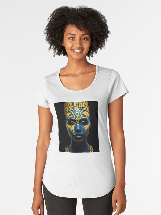 Regal Visage - A Captivating Tribal Portrait Premium Scoop T-Shirt