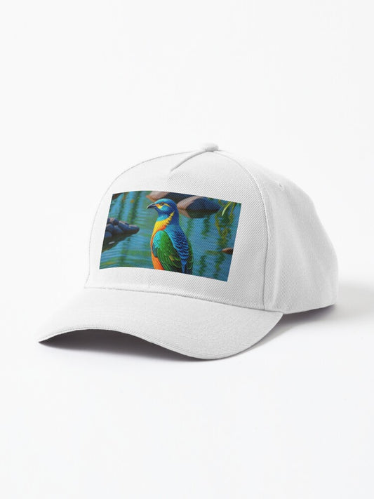 "Vibrant Tropical Bird by the Water" Cap
