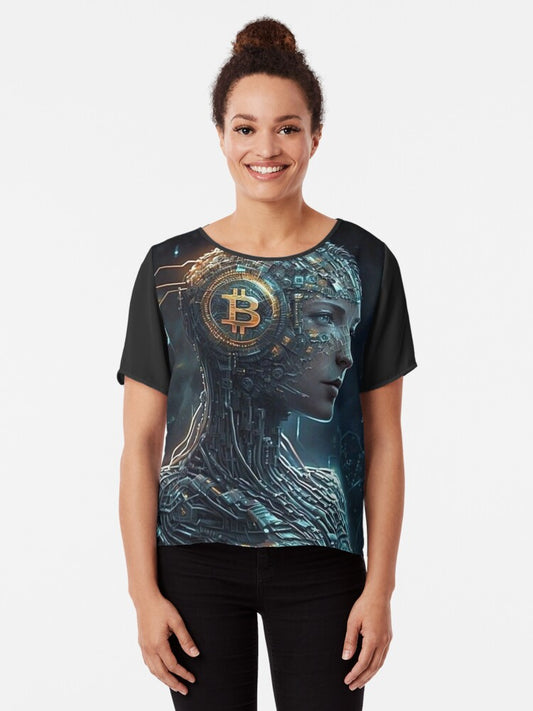 "Cyberpunk Bitcoin Visionary" Chiffon Top
