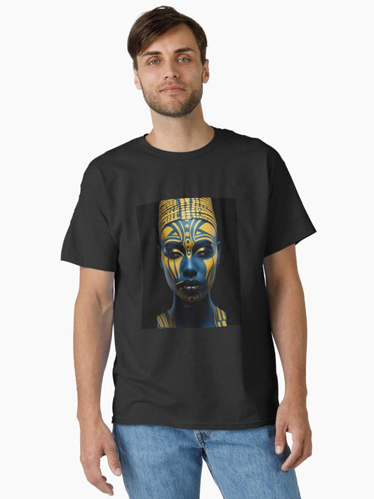 Regal Visage - A Captivating Tribal Portrait Classic T-Shirt