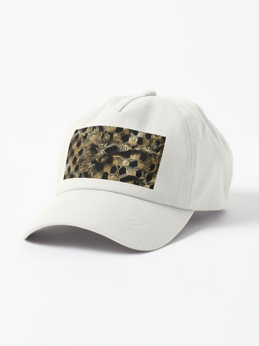 "Luxurious Golden Geometric Pattern" Cap
