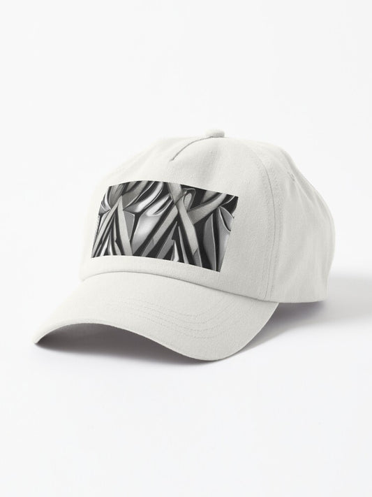 Metallic Abstract Art - Bold Geometric Pattern in Black &amp; Silver Cap
