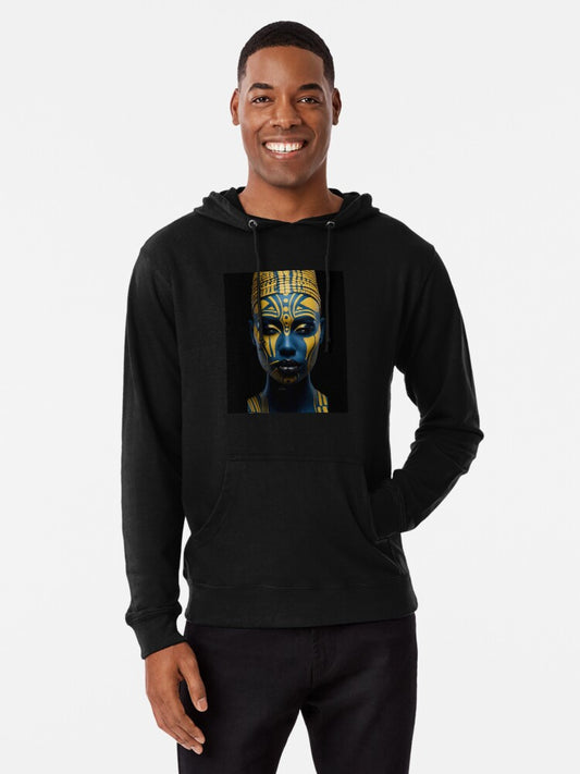 Regal Visage - A Captivating Tribal Portrait Lightweight Hoodie