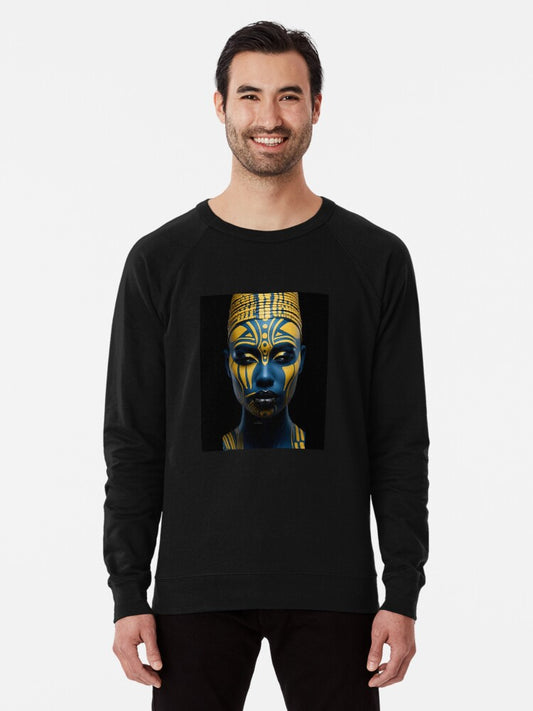 Regal Visage - A Captivating Tribal Portrait Lightweight Sweatshirt