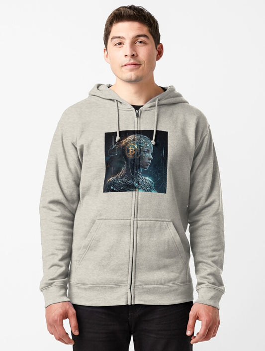 "Cyberpunk Bitcoin Visionary" Zipped Hoodie