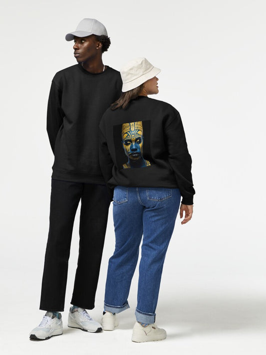 Regal Visage - A Captivating Tribal Portrait Pullover Sweatshirt
