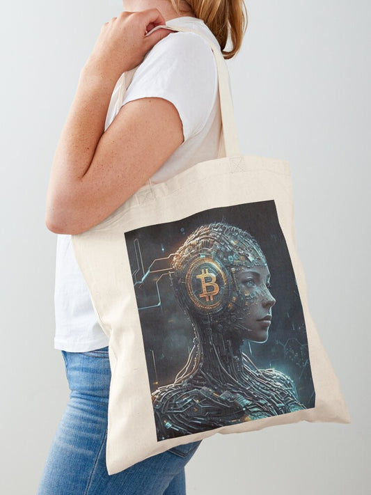"Cyberpunk Bitcoin Visionary" Tote Bag