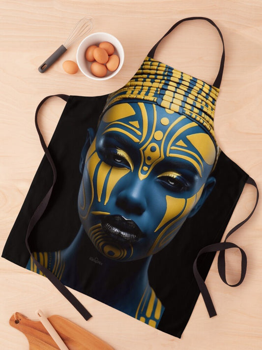 Regal Visage - A Captivating Tribal Portrait Apron