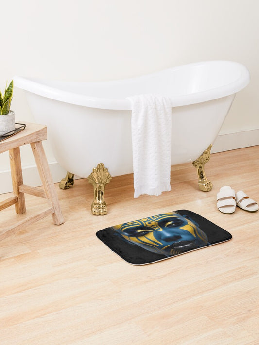 Regal Visage - A Captivating Tribal Portrait Bath Mat