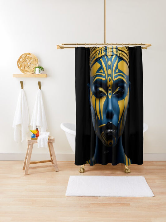 Regal Visage - A Captivating Tribal Portrait Shower Curtain